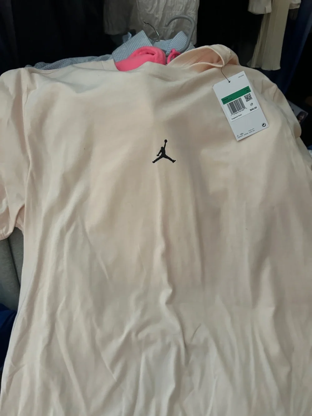 Jordan Crewneck Tee in Pale Peach with Black Jumpman